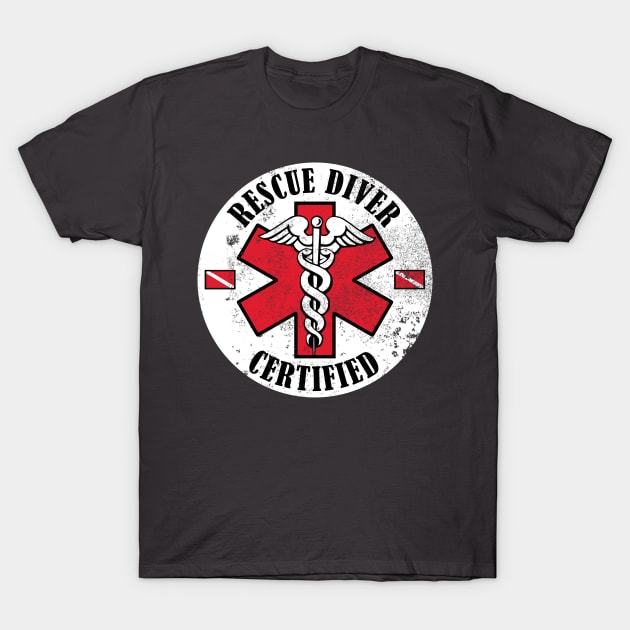 Rescue Diver Certified (Distressed) T-Shirt by TCP